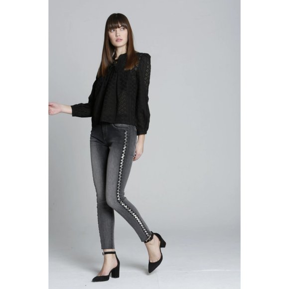 Driftwood Jackie Zig Zag Beaded Skinny Jeans Size 31 NWOT - Picture 6 of 13